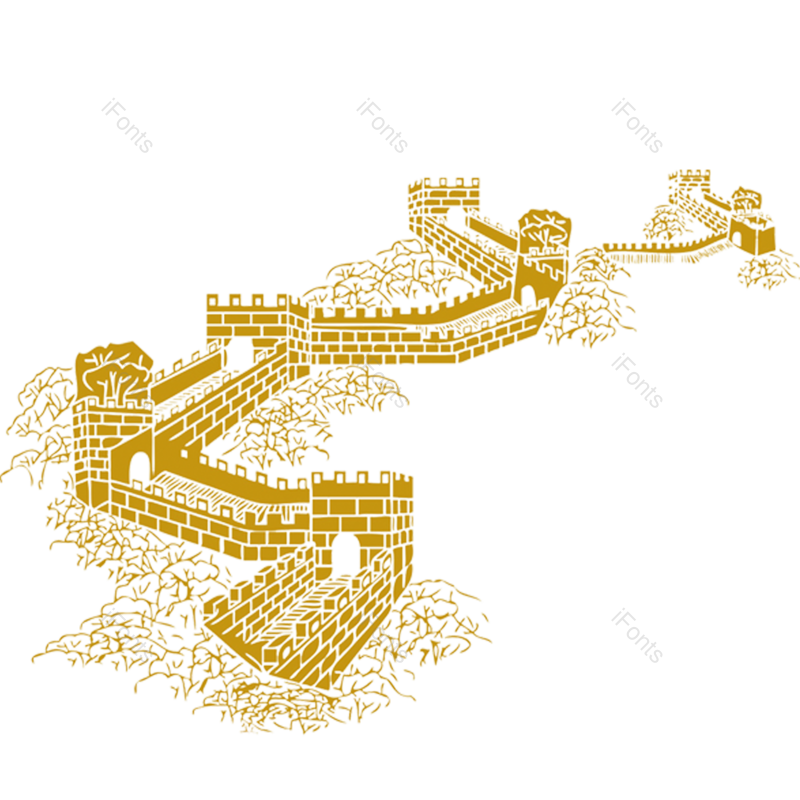 中国图片,中国梦元素,金色剪纸PNG,建筑免抠素材